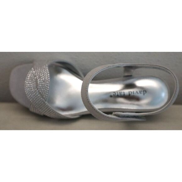 David Tate AAF20-101 Women's Sz 6.5M Silver Nova Suede Rain Heeled Sandals - Picture 8 of 11